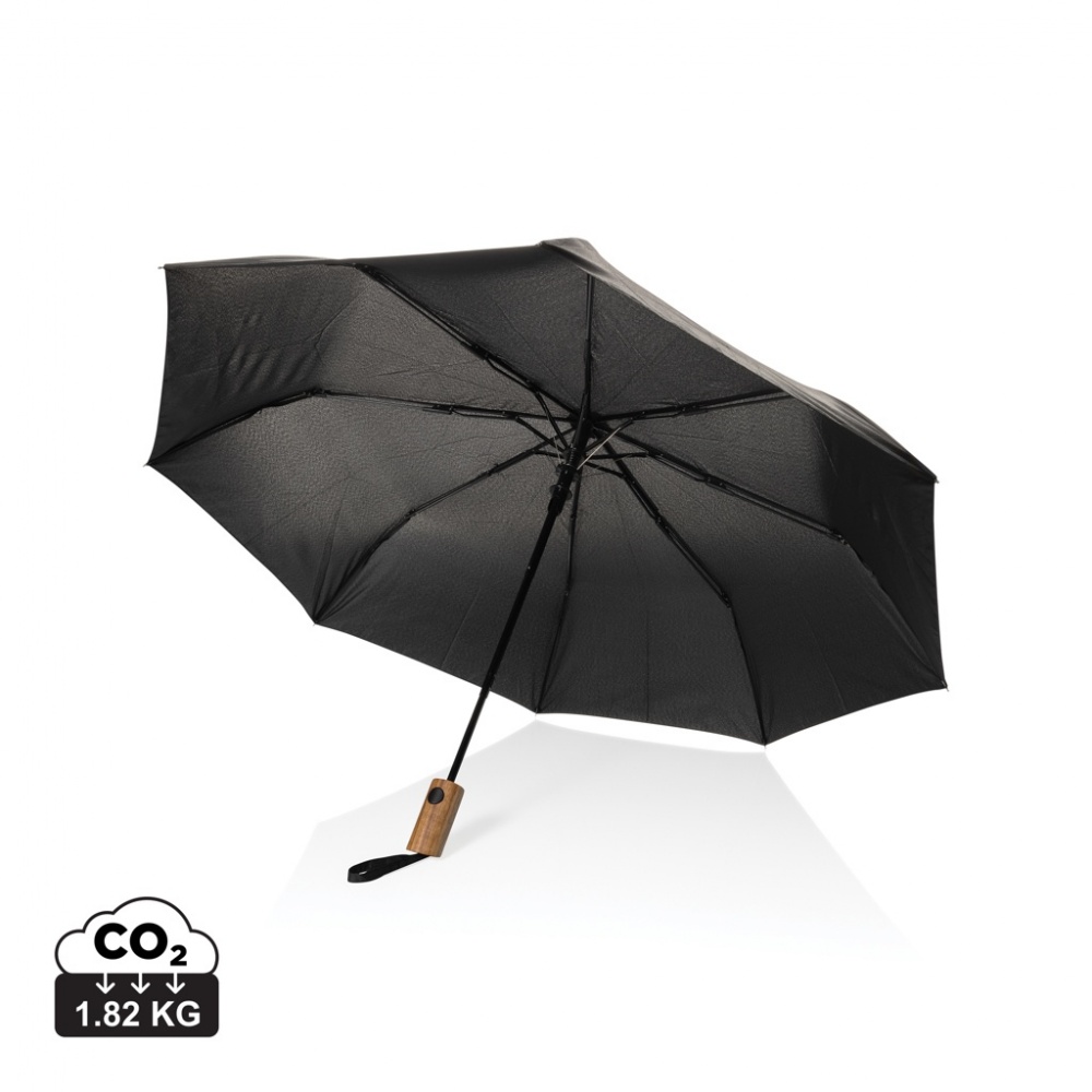 Logotrade advertising product image of: Kaycey 21" AWARE™ RPET Acacia wood mini auto open umbrella
