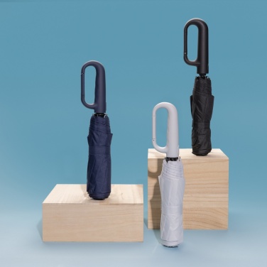 Logo trade promotional item photo of: Yara 21" AWARE™ RPET solid colour umbrella with carabiner