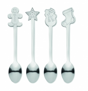 Logo trade corporate gifts image of: Set of 4 Christmas tea spoon