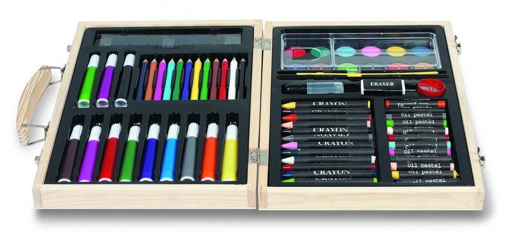 Logo trade promotional gifts image of: Artist's set in wooden box