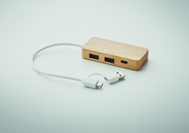 Logotrade advertising product image of: Bamboo USB 3 ports hub