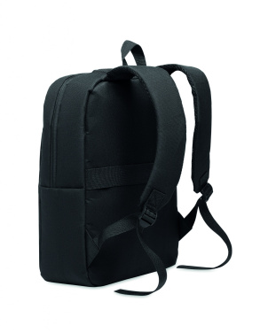 Logo trade business gift photo of: Slim 15 inch laptop backpack made of 600D RPET polyester with a 210D lining and customizable printing