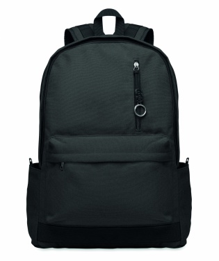 Logo trade promotional products picture of: A 15-inch laptop backpack made of recycled pre-consumer cotton with customizable printing