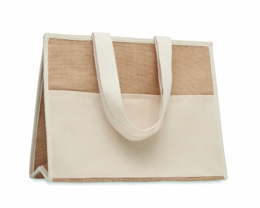 Logo trade business gifts image of: Jute and canvas cooler bag