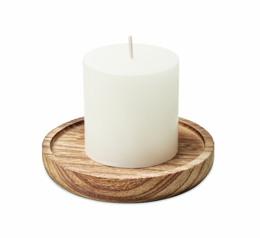 Logo trade promotional merchandise image of: Candle on round wooden base