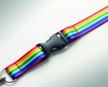 Logo trade promotional giveaways image of: Rainbow RPET lanyard