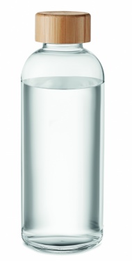 Logo trade business gifts image of: Glass bottle 650ml bamboo lid