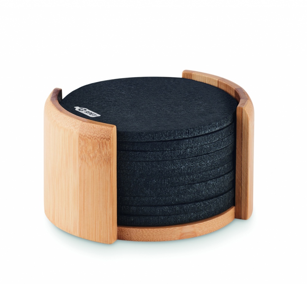 Logotrade promotional gift image of: RPET coasters in bamboo holder