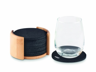 Logotrade promotional giveaway picture of: RPET coasters in bamboo holder