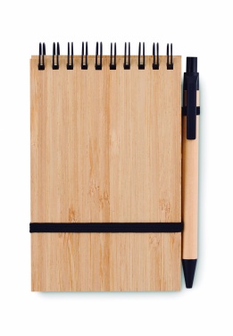 Logotrade promotional products photo of: A6 bamboo notepad with pen SONORABAM