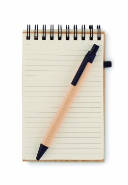 Logo trade business gifts image of: A6 bamboo notepad with pen SONORABAM