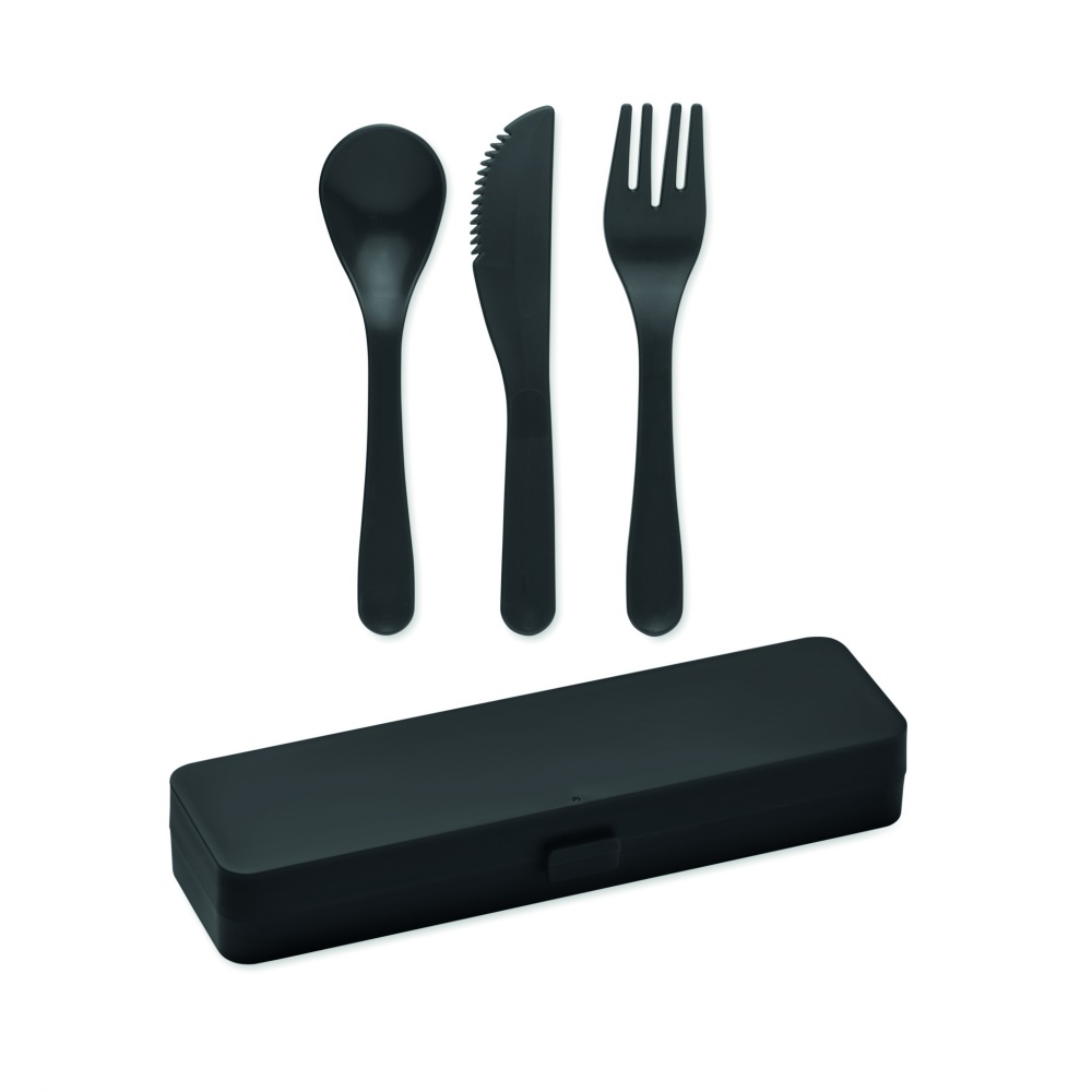 Logo trade corporate gifts image of: Cutlery set recycled PP