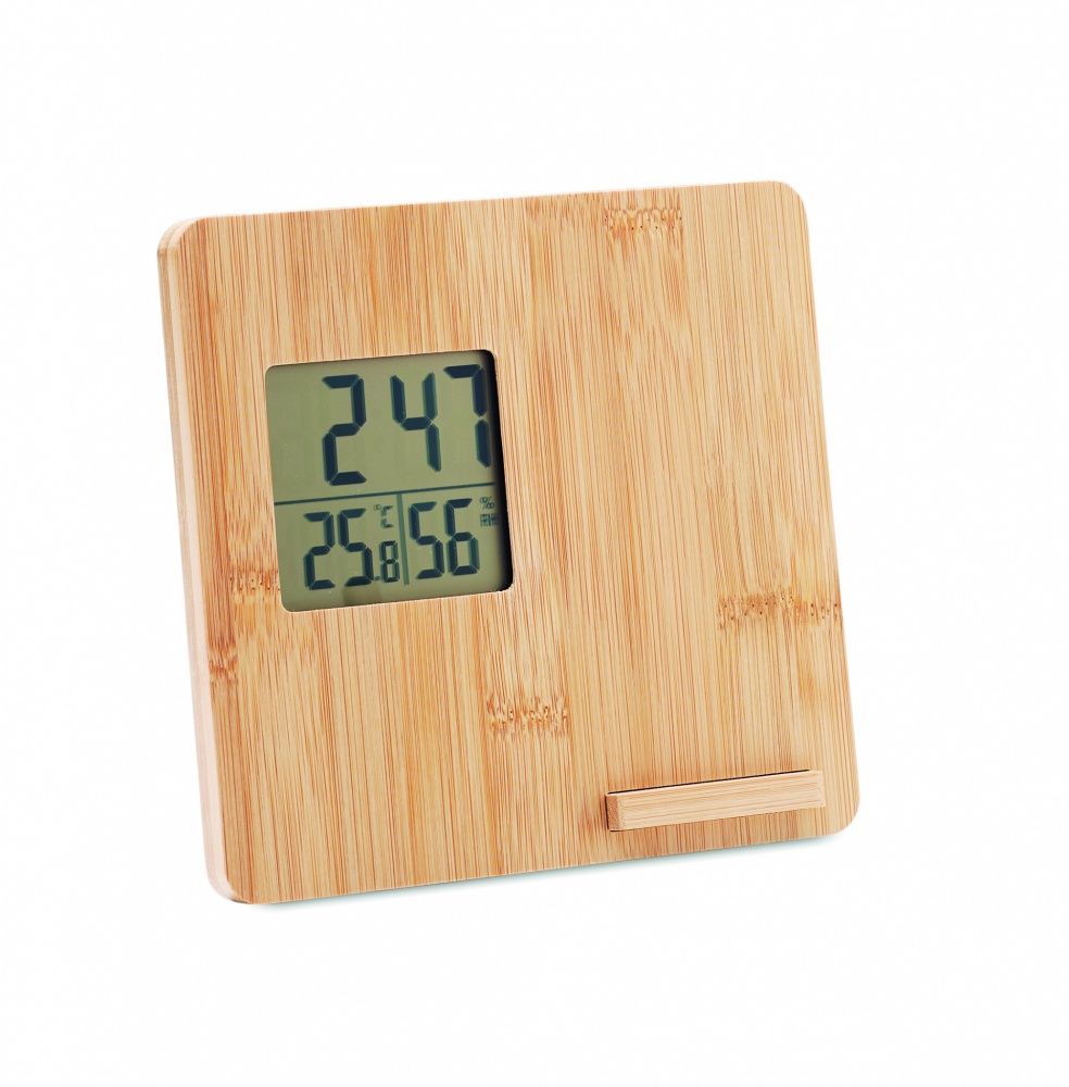 Logotrade promotional product picture of: Bamboo weather station 10W