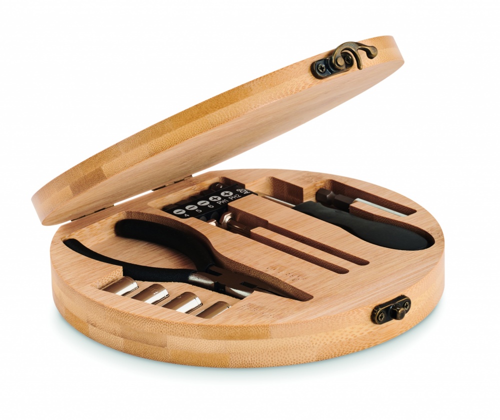 Logotrade promotional item picture of: 15 piece tool set bamboo case