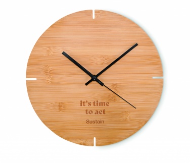 Logo trade advertising product photo of: Round shape bamboo wall clock