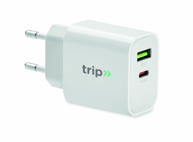 Logotrade promotional giveaway picture of: 18W 2 port USB charger EU plug