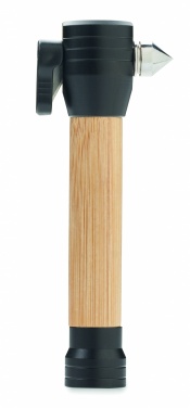 Logotrade promotional merchandise photo of: 3-in-1 bamboo flashlight with an emergency hammer and seatbelt cutter