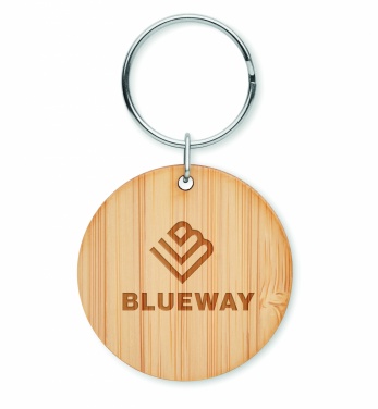 Logo trade promotional gift photo of: Round bamboo key ring Pieksämäki