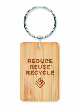 Logotrade promotional merchandise image of: Rectangular bamboo key ring Riihimäki