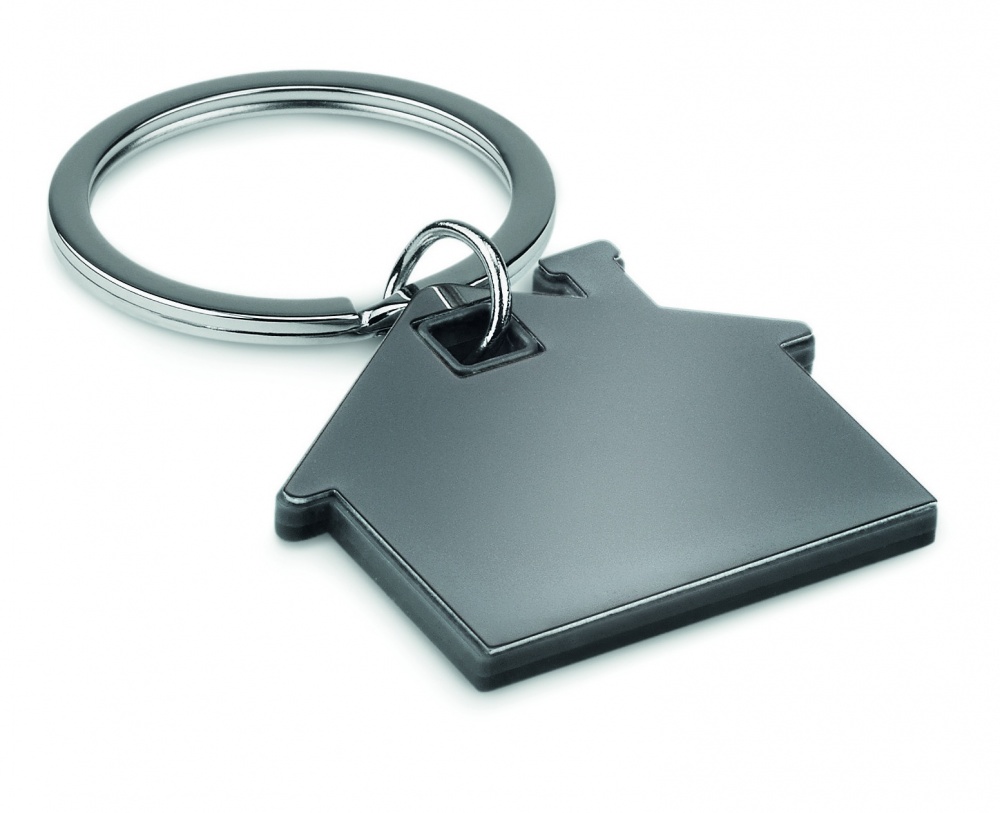 Logo trade business gift photo of: House shape plastic key ring Rezekne