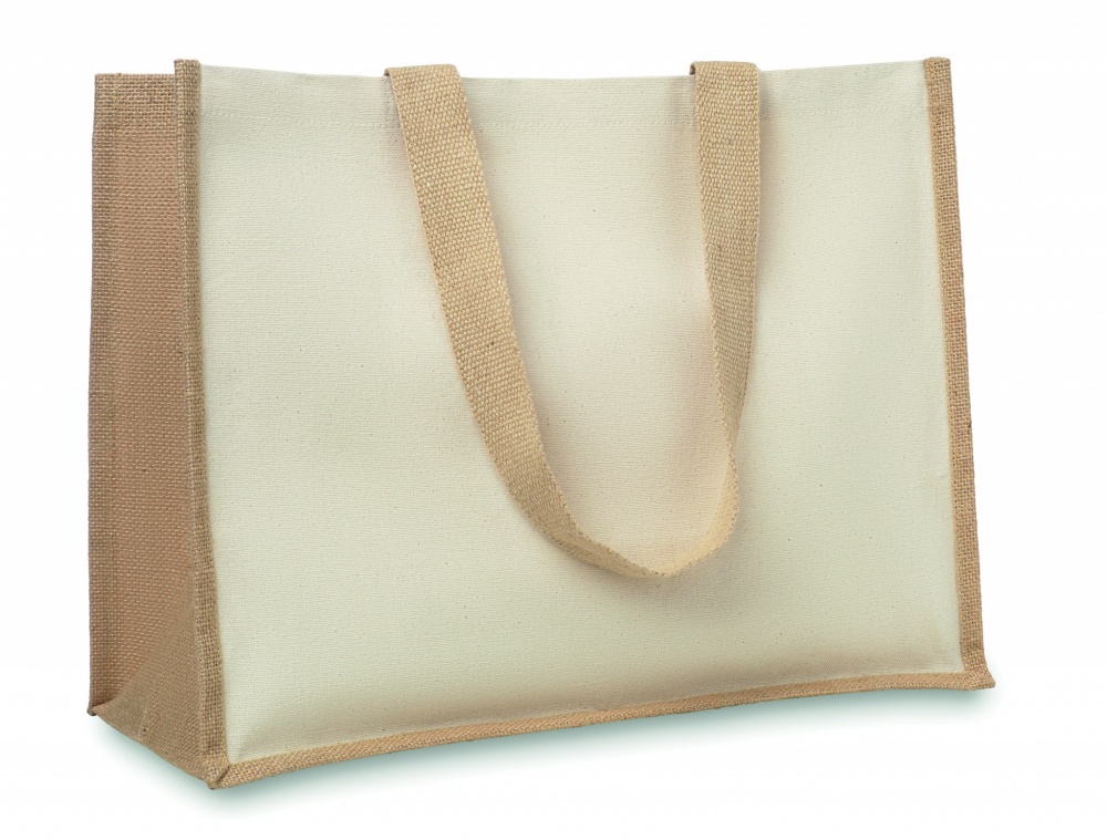 Logo trade promotional giveaway photo of: Jute and canvas shopping bag