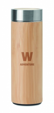 Logo trade advertising products image of: Double wall bamboo flask 400ml