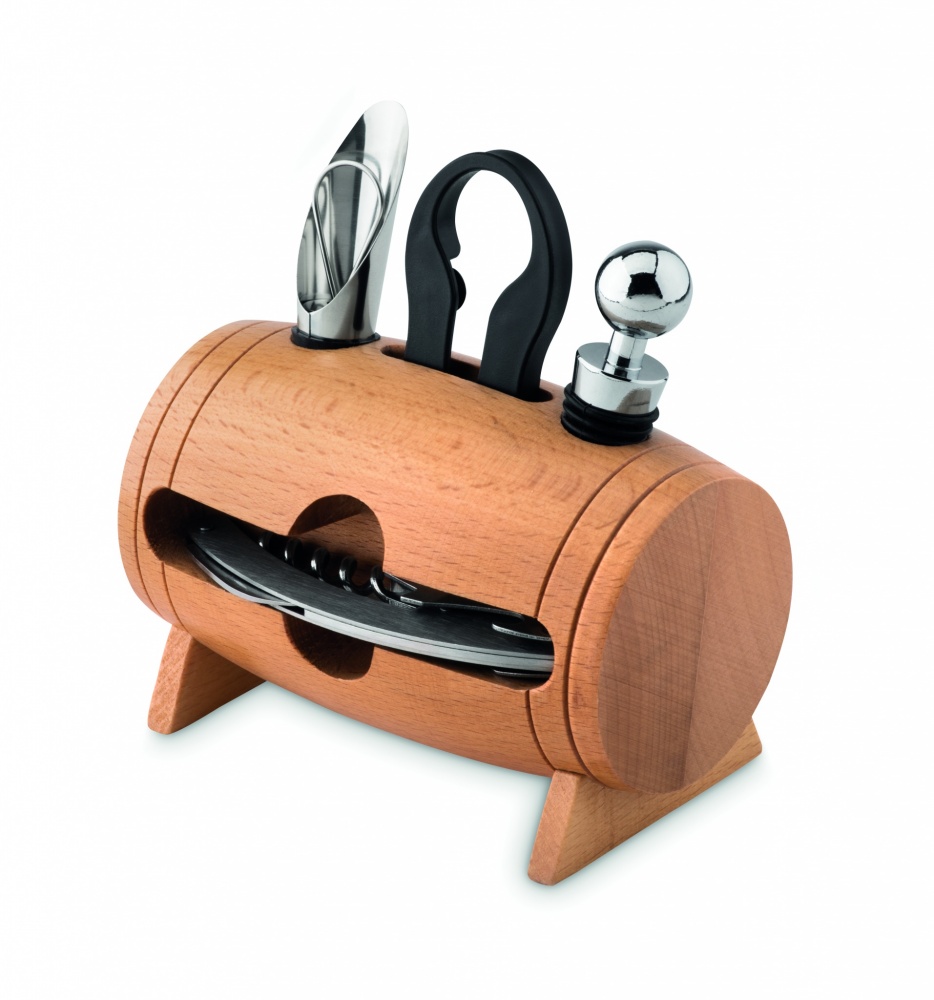 Logotrade promotional item picture of: 4 pcs wine set in wooden stand