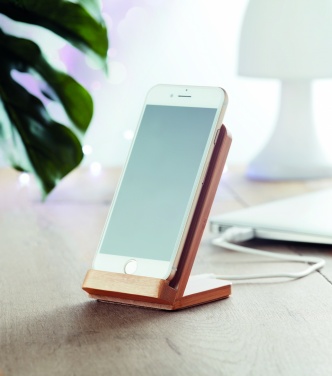 Logo trade promotional gift photo of: Bamboo wireless charge stand 5W WIRESTAND