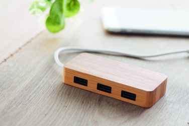 Logotrade promotional product picture of: Bamboo USB 3 ports hub