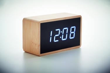 Logotrade promotional giveaway picture of: LED alarm clock bamboo casing Düsseldorf
