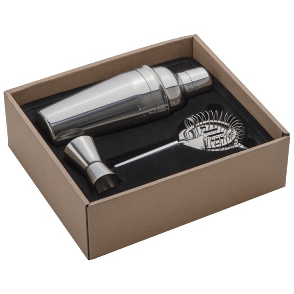Logo trade promotional item photo of: Metal cocktail set, 3-piece MESSINA