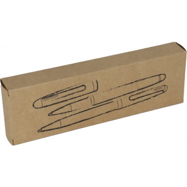 Logo trade corporate gift photo of: Wooden writing set ballpen and roller INDIANAPOLIS
