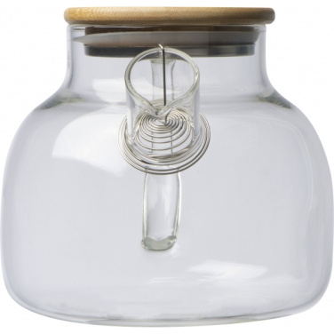 Logo trade business gifts image of: Glass jug with bamboo lid FRANKFURT 1000ml