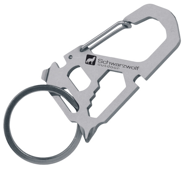 Logo trade business gifts image of: Multifunctional keychain ANTISANA Schwarzwolf