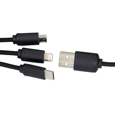 Logo trade advertising product photo of: 3in1 long cable with elighted logo for engraving, W201TG