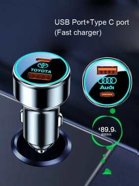Logo trade promotional giveaways image of: Car charger with enlighted logo for engraving