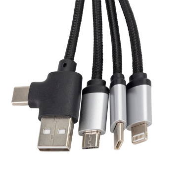 Logotrade promotional merchandise picture of: 4-in-1 cable with elighted logo in a wooden casing, LH-ZMU05