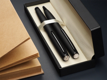 Logotrade promotional gift picture of: Striped Flint Pen set 1284036