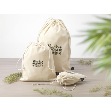Logotrade corporate gifts photo of: Gift Pouch Natural GRS Recycled Cotton (150 g/m²) S
