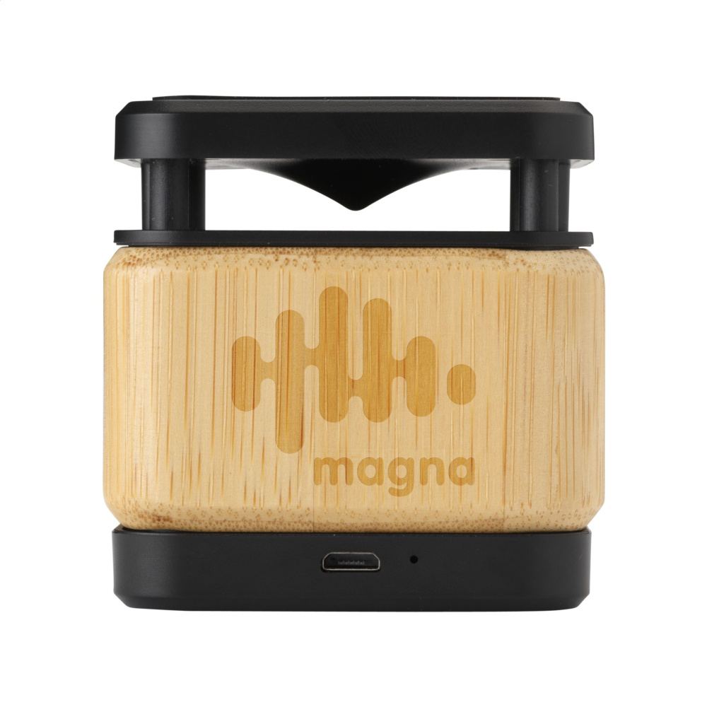 Logotrade promotional gift picture of: Bamboo Block Speaker with wireless charger