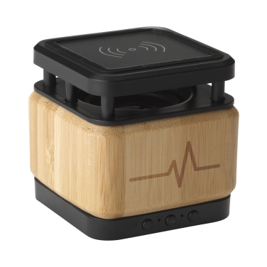 Logotrade promotional product image of: Bamboo Block Speaker with wireless charger