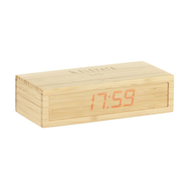 Logotrade promotional product picture of: Bamboo Alarm Clock with Wireless Charger