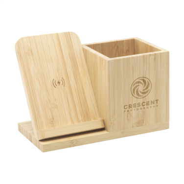 Logotrade promotional giveaway image of: Bamboo Boss 15W charger/pen holder