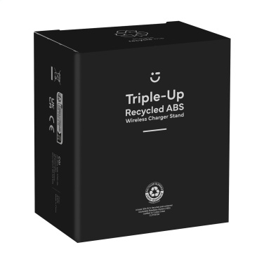 Logo trade promotional merchandise photo of: Triple-Up RCS Recycled ABS Wireless Charger Stand