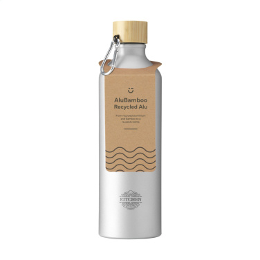 Logo trade promotional items image of: AluBamboo GRS Recycled Alu 750 ml water bottle