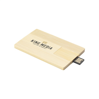 Logotrade promotional item picture of: CreditCard USB Bamboo 32 GB