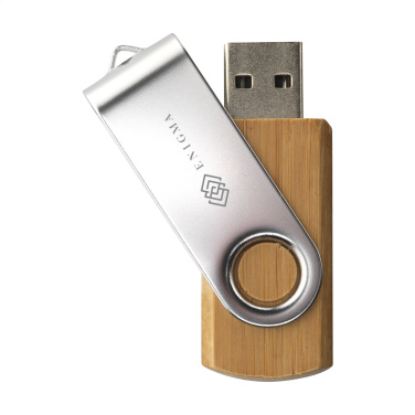 Logo trade corporate gifts picture of: USB Twist Bamboo from stock 8 GB