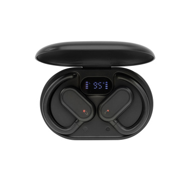 Logo trade promotional merchandise image of: Fitsound RCS recycled plastic open ear TWS earbuds