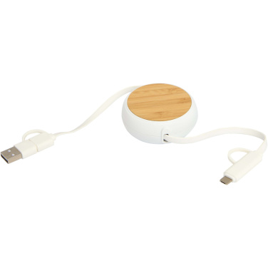 Logo trade corporate gifts image of: Chechia 5-in-1 recycled plastic 100 cm retractable data sync and 45W fast charge cable