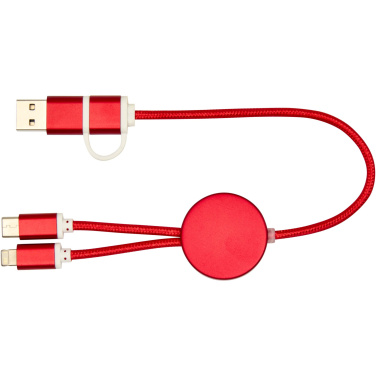 Logo trade promotional item photo of: Alasia 5-in-1 recycled aluminium and plastic 30 cm data sync and 27W fast charge cable